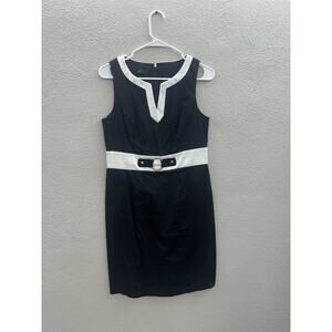 AGB Womens Dress Size 6 Black White Detail Sleeveless Waist Accent